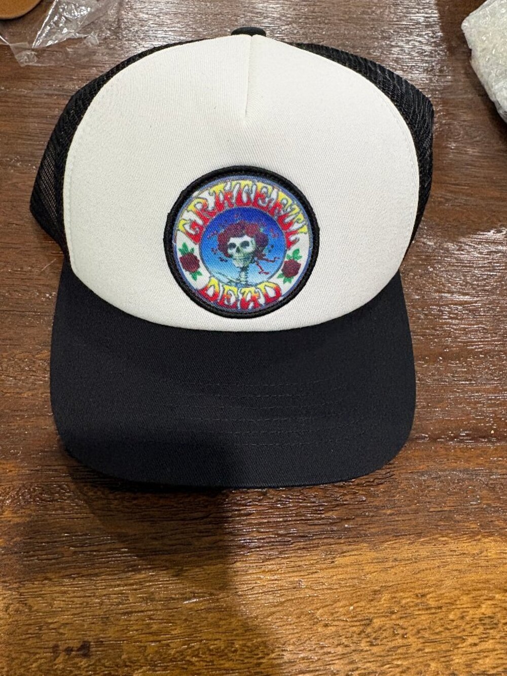 Lucky Brand Grateful Dead Trucker Hat Cap Roses Skeleton Feel Lucky NWT NEW